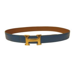 Ceinture réversible en cuir "H" d'Hermès:: circa 1990