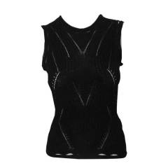 Chanel Black Sleeveless Knit Top W/Diamond Pattern, Circa 1990
