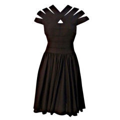 Vintage Thierry Mugler Black Knee Length Cocktail Dress