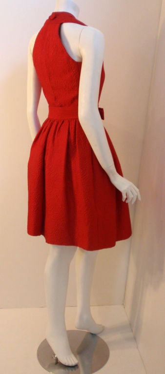 Women's Christian Dior Haute Couture Red Cocktail Dress, Circa 1960
