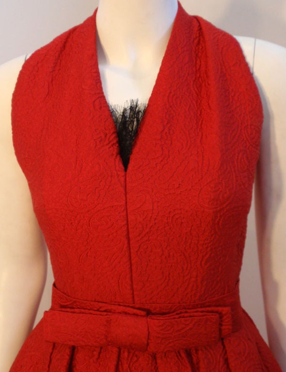 Christian Dior Haute Couture Red Cocktail Dress, Circa 1960 2