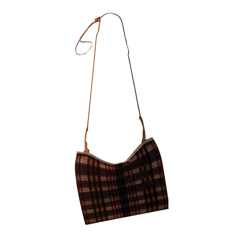 Issey Miyake Plaid Pleated Shoulder  Bag