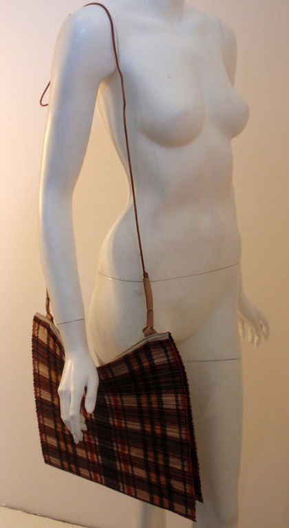 Women's Issey Miyake Plaid Pleated Shoulder  Bag