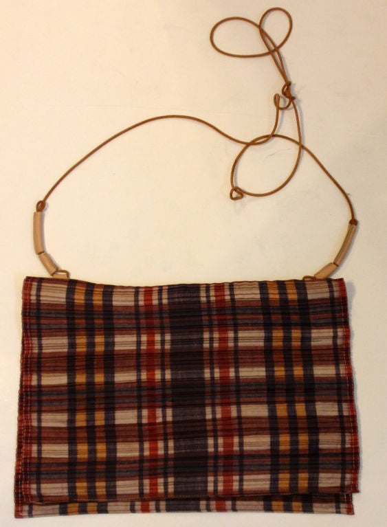 Issey Miyake Plaid Pleated Shoulder  Bag 1