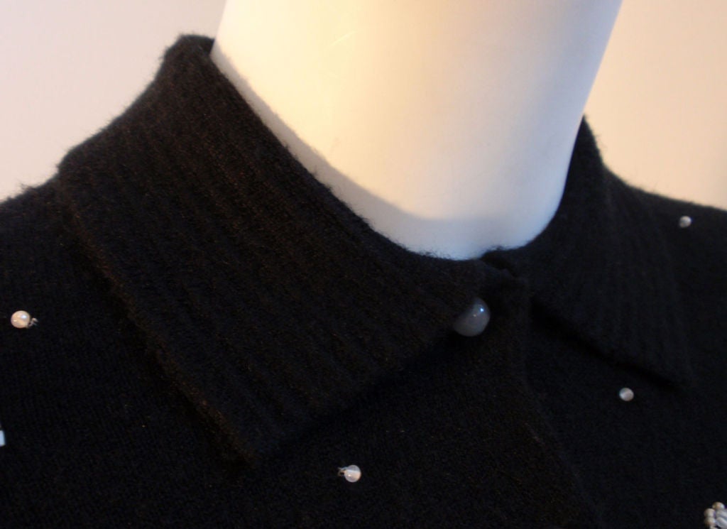 Schiaparelli Black Cashmere Sweater with Beading, Circa 1950 3