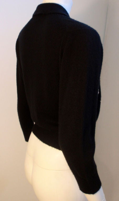 Schiaparelli Black Cashmere Sweater with Beading, Circa 1950 at 1stdibs