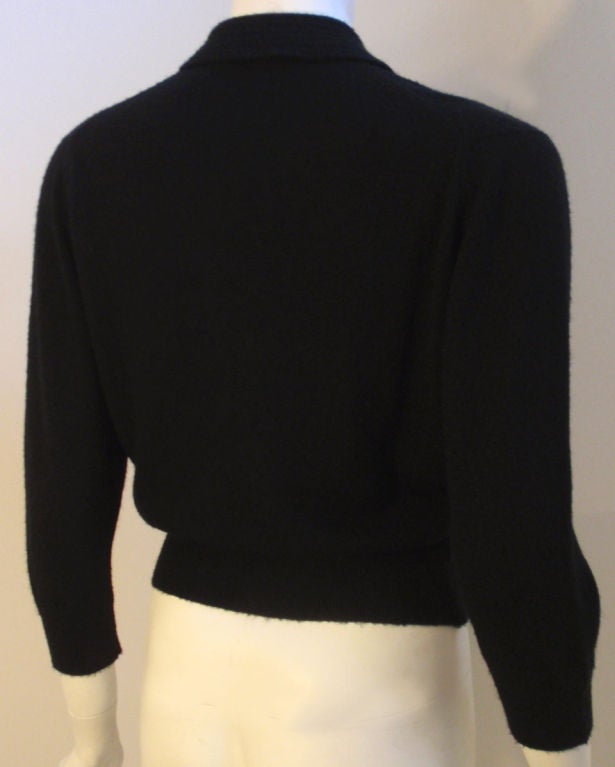 Schiaparelli Black Cashmere Sweater with Beading, Circa 1950 at 1stdibs