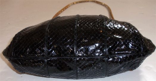 Judith Leiber Black Snake Print Handbag, Circa 1990 4