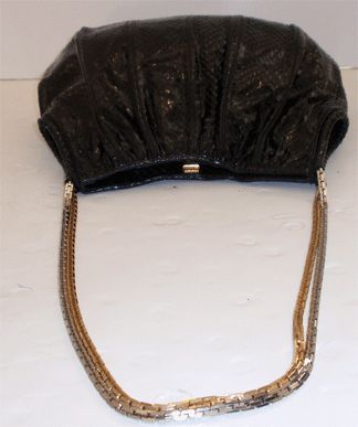 Judith Leiber Black Snake Print Handbag, Circa 1990 5