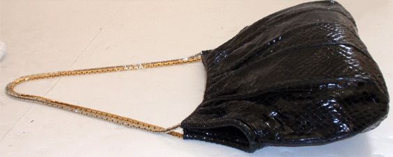 Judith Leiber Black Snake Print Handbag, Circa 1990 6