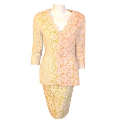 Bob Mackie 2pc Lace Embroidered Jacket and Skirt Set, Circa 1980's