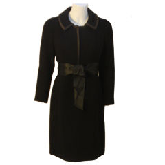 Galanos  Black Wool Coat/Dress with Silk Trim , Circa 1960's