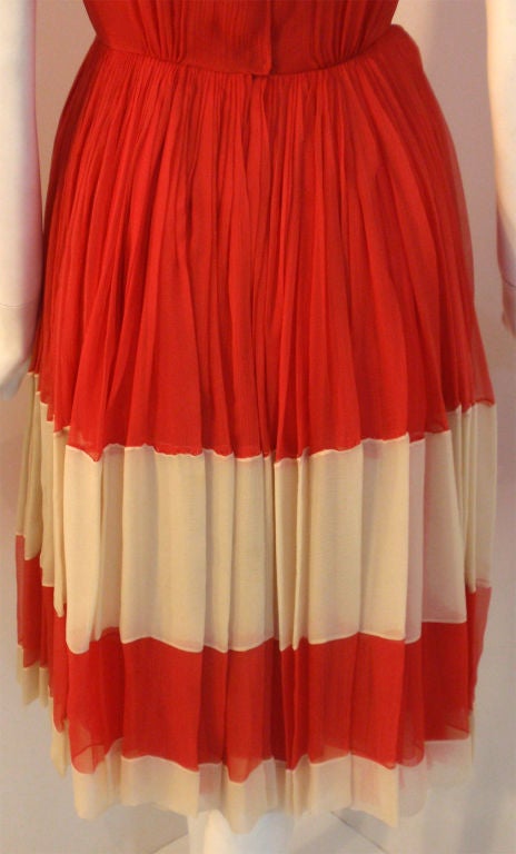 Galanos for Amelia Gray Red Chiffon Cocktail Dress, Circa 1960's For Sale 4