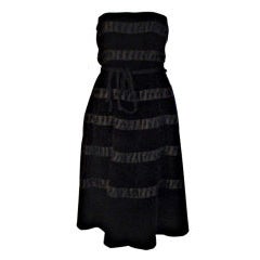 Harvey Berin Black Velvet Cocktail Dress with Silk Ribbons, 1960's 5
