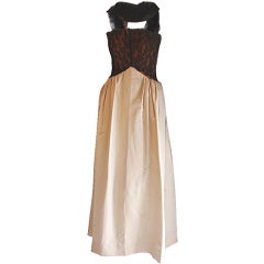 Balenciaga Couture Black Lace and Cream Silk Gown, Circa 1950's 12