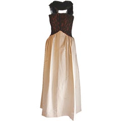 Balenciaga Couture Black Lace and Cream Silk Gown, Circa 1950's