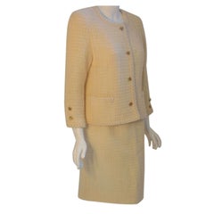 Chanel 2pc Cream Wool Jacket and Skirt Set, Circa 1980