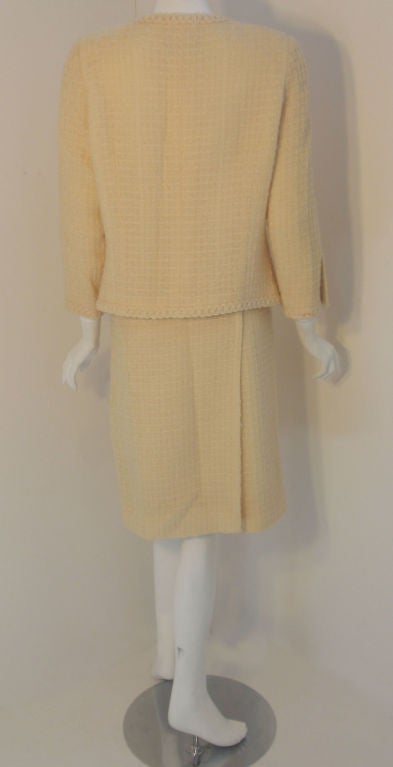 Women's Chanel 2pc Cream Wool Jacket and Skirt Set, Circa 1980