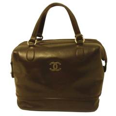 Chanel Dark Brown Leather Travel Bag, Circa 1990's