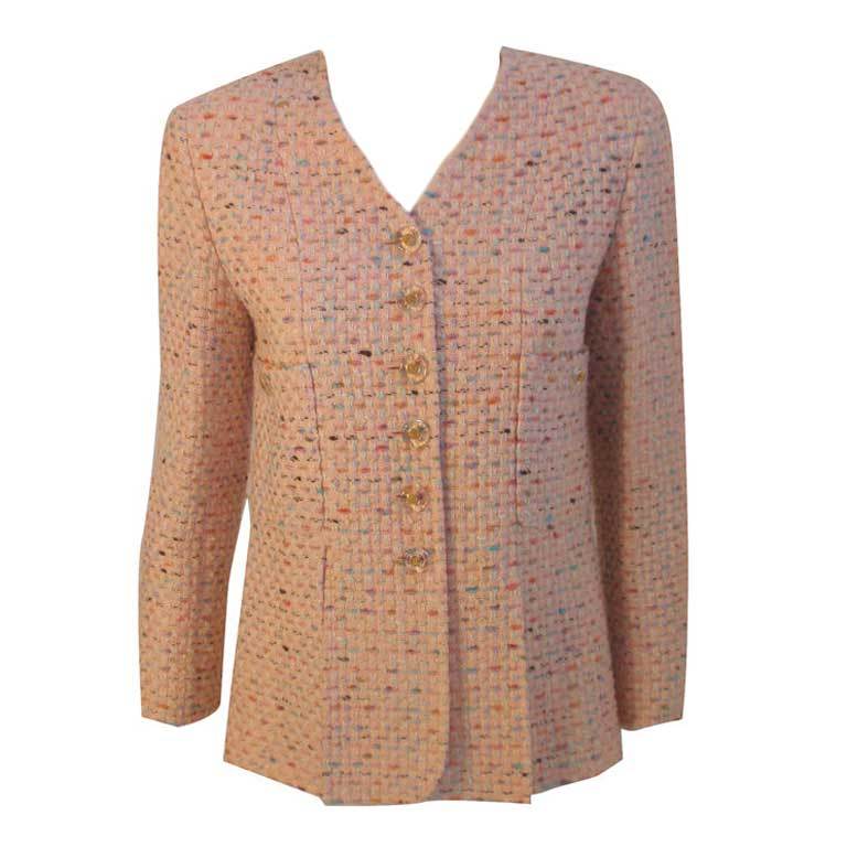 Chanel Lite Pink and Multi Colored Jacket, Circa 1990's
