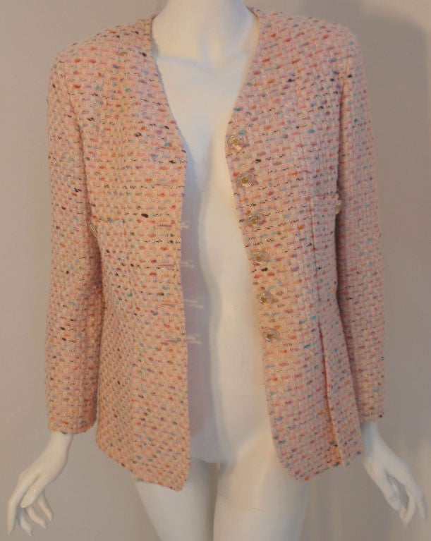 Women's Chanel Lite Pink and Multi Colored Jacket, Circa 1990's
