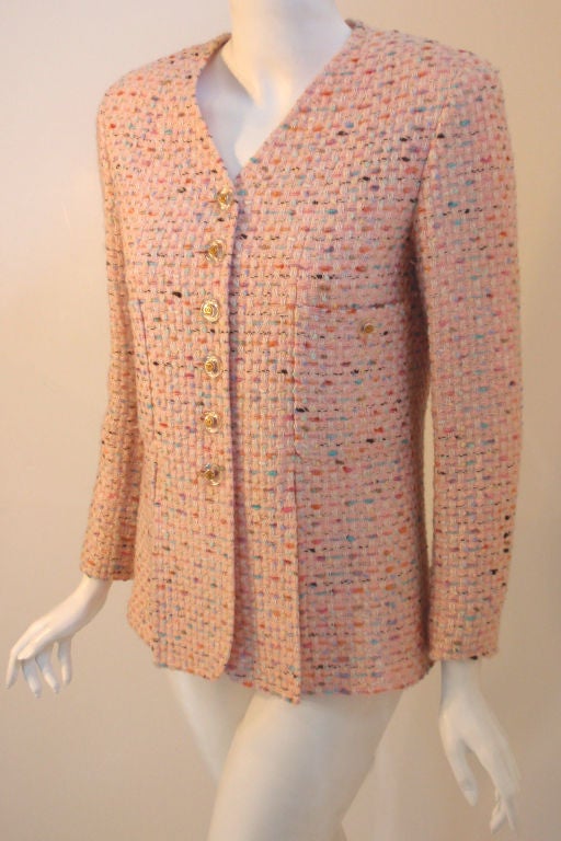 Chanel Lite Pink and Multi Colored Jacket, Circa 1990's 1