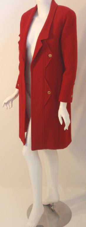 red coat with gold buttons