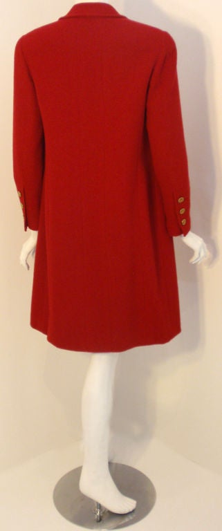 Chanel Red Coat with Gold Logo Buttons, Circa 1990's 1