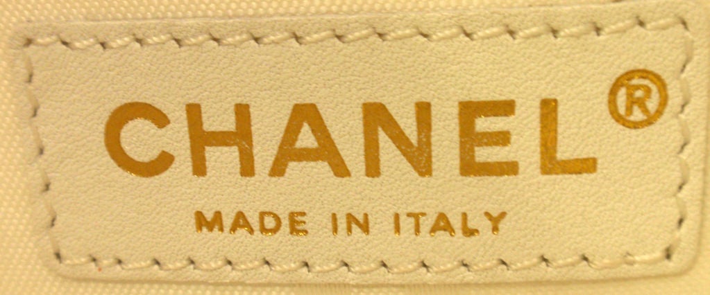 Chanel Beige With White Leather Handbag, Circa 1990's