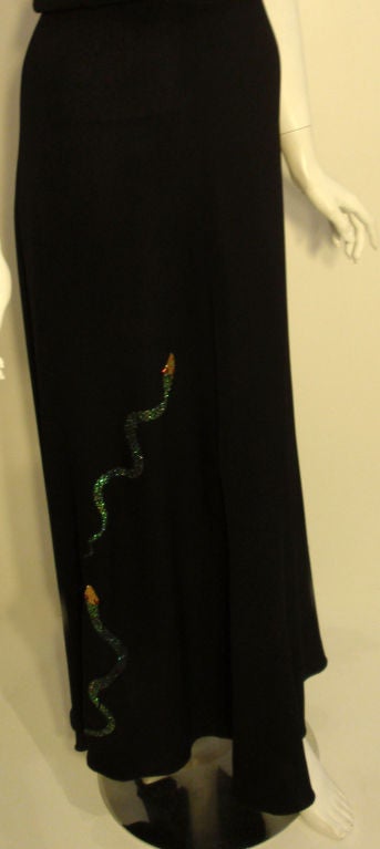 Krizia Black Crepe Halter Gown Snakes, Circa 1970's 2