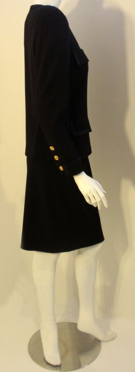 Chanel 2pc Black Jacket and Skirt Set W/Silk Trim, Circa 1990 4