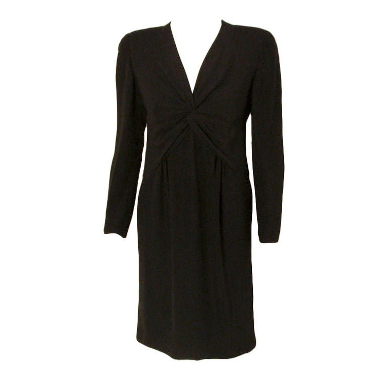 Valentino Black Long Sleeve Silk Cocktail Dress, Circa 1990s For Sale