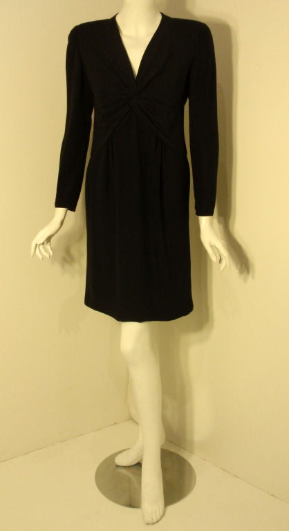 Valentino Black Long Sleeve Silk Cocktail Dress, Circa 1990s In Excellent Condition For Sale In Los Angeles, CA