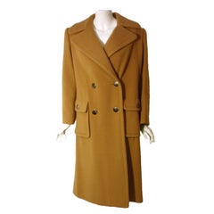 Galanos Dark Camel Wool Double Breasted Coat, Circa 1960's