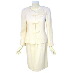 Chanel 2pc White Jacket and Skirt Set, Circa 1990