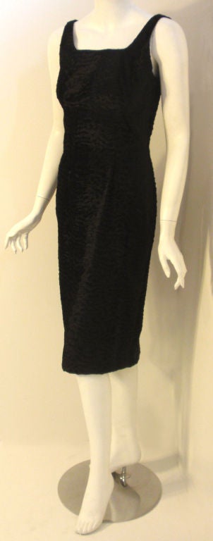 Women's Pauline Trigere Black Textured Velvet Cocktail Dress, Circa 1960's For Sale
