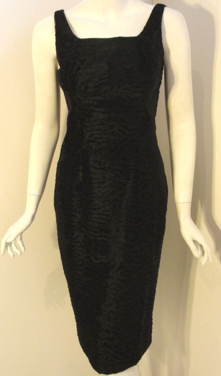Pauline Trigere Black Textured Velvet Cocktail Dress, Circa 1960's For Sale 2