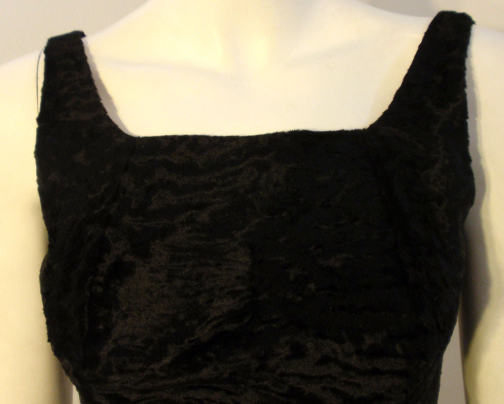 Pauline Trigere Black Textured Velvet Cocktail Dress, Circa 1960's For Sale 3