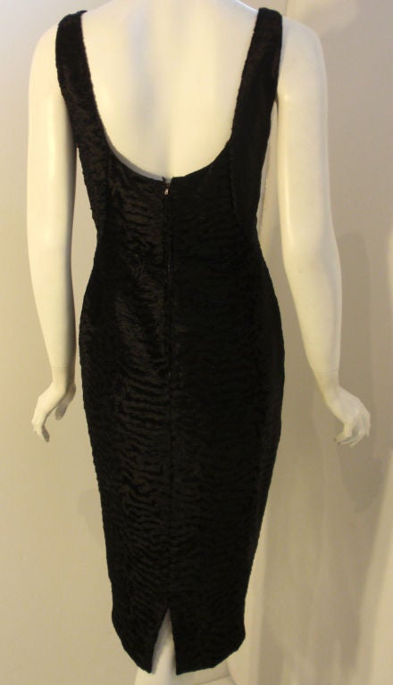 Pauline Trigere Black Textured Velvet Cocktail Dress, Circa 1960's For Sale 5
