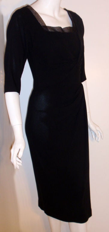 Dorthy O'Hara Vestido de cóctel negro vintage, circa 1940 Negro en venta