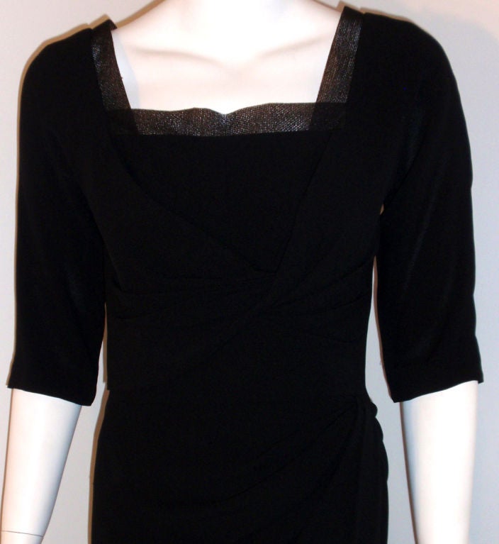 Dorthy O'Hara Vestido de cóctel negro vintage, circa 1940 en venta 1