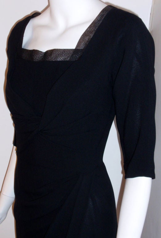 Dorthy O'Hara Vestido de cóctel negro vintage, circa 1940 en venta 2