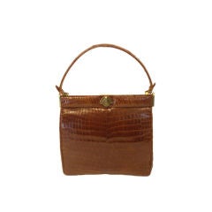 Contesse Vintage Caramel Crocodile Handbag, Circa 1950