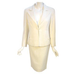 Chanel 2pc White/Silver Jacket and Skirt Set, Circa 1980