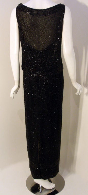 Women's Ceil Chapman Vintage 2pc Black Beaded Gown, Circa 1960 For Sale