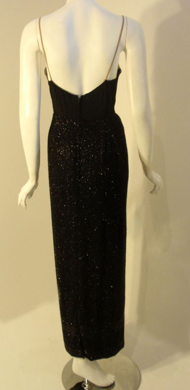 Ceil Chapman Vintage 2pc Black Beaded Gown, Circa 1960 For Sale 2