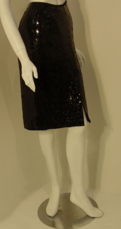 Chanel Black Sequin Skirt, Circa 1990 1