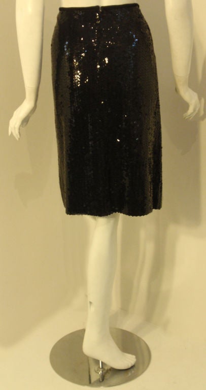 Chanel Black Sequin Skirt, Circa 1990 2