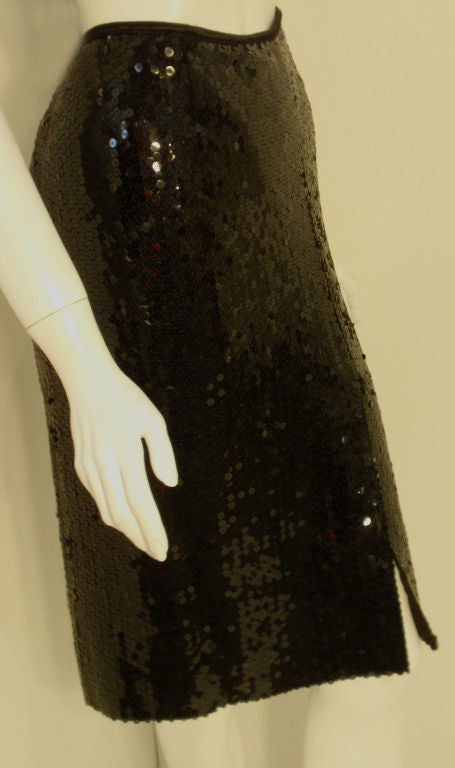 Chanel Black Sequin Skirt, Circa 1990 4