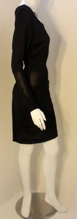 Alaia Black Sheer Jersey Long Sleeve Scoop neck Dress, Circa 1990's In Excellent Condition For Sale In Los Angeles, CA